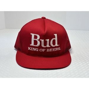Vintage Budweiser‎ Hat 80s 90s Snapback Trucker Cap Bud King of Beers